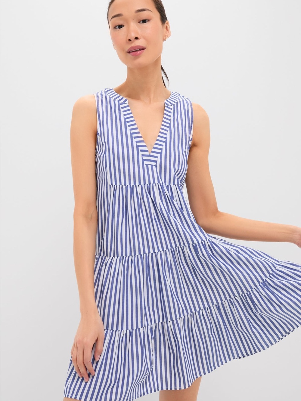 Pomander Place Navy and White Striped Tiered Sundress